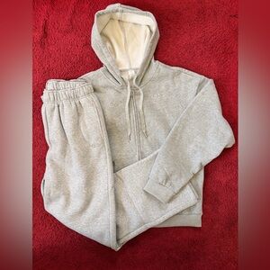 Cozy Light Gray Hooded Sweatshirt & Jogger Set